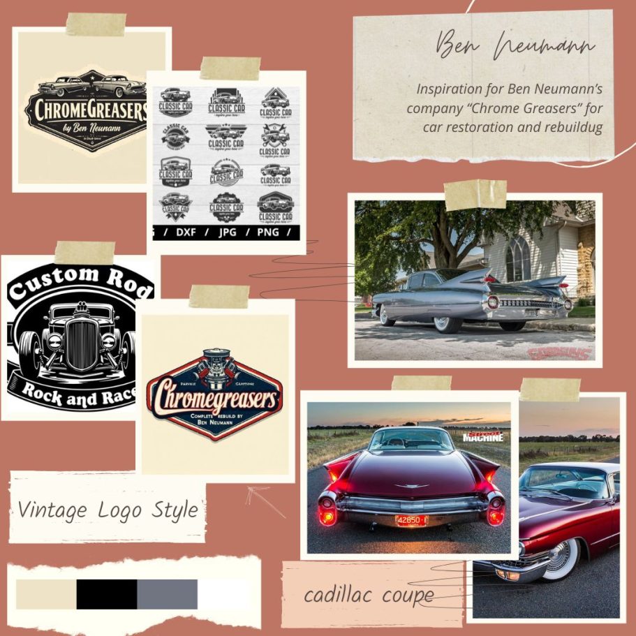 Mood Board für Logo Entwicklung Chrome Greasers